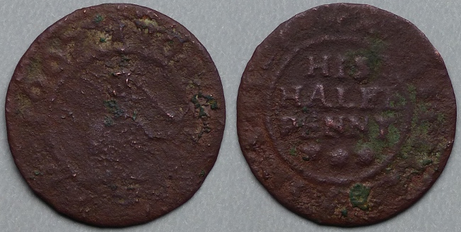Shrewsbury, John Millard 1667 halfpenny Shrewsbury, John Millard 1667 halfpenny